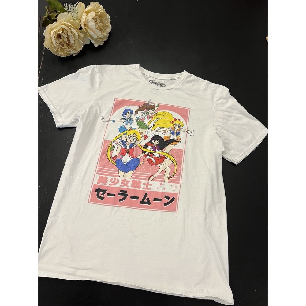 Sailor Moon Jupiter Anime Graphic Tee Shirt Unisex Sz M White Pink